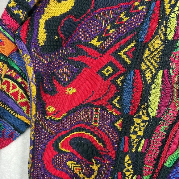 Rare Coogi Jungle Animal Knit Multicolor Retro Biggie Vintage HolyGrail Sweater - Picture 12 of 17